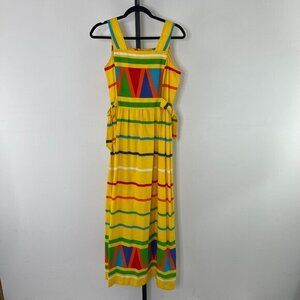 Vintage Dreamaway Women's Multicolor Striped Summer Apron Maxi Sundress Size M